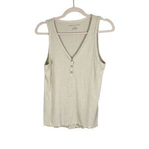 American Eagle Knit Tank Top M Tan Ribbed Y2K Classic Neutral Minimalist Grunge